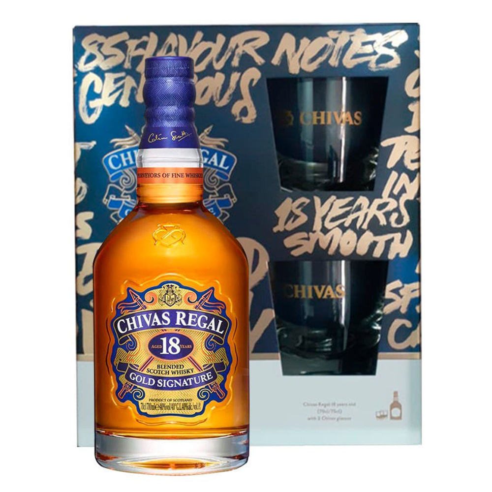 Imagen de CHIVAS REGAL 18YO 750ML + 2 VASOS